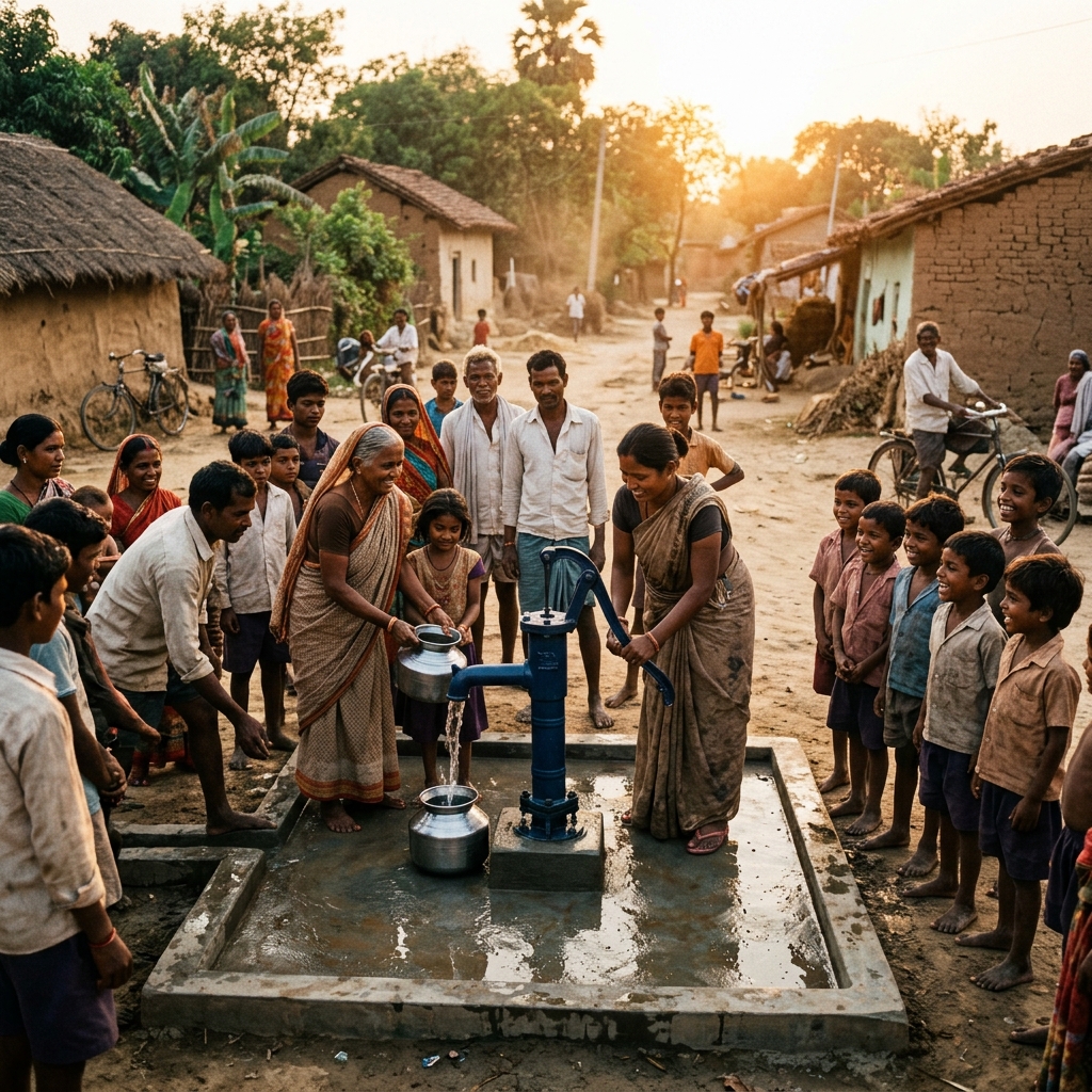 Water hand pump installation