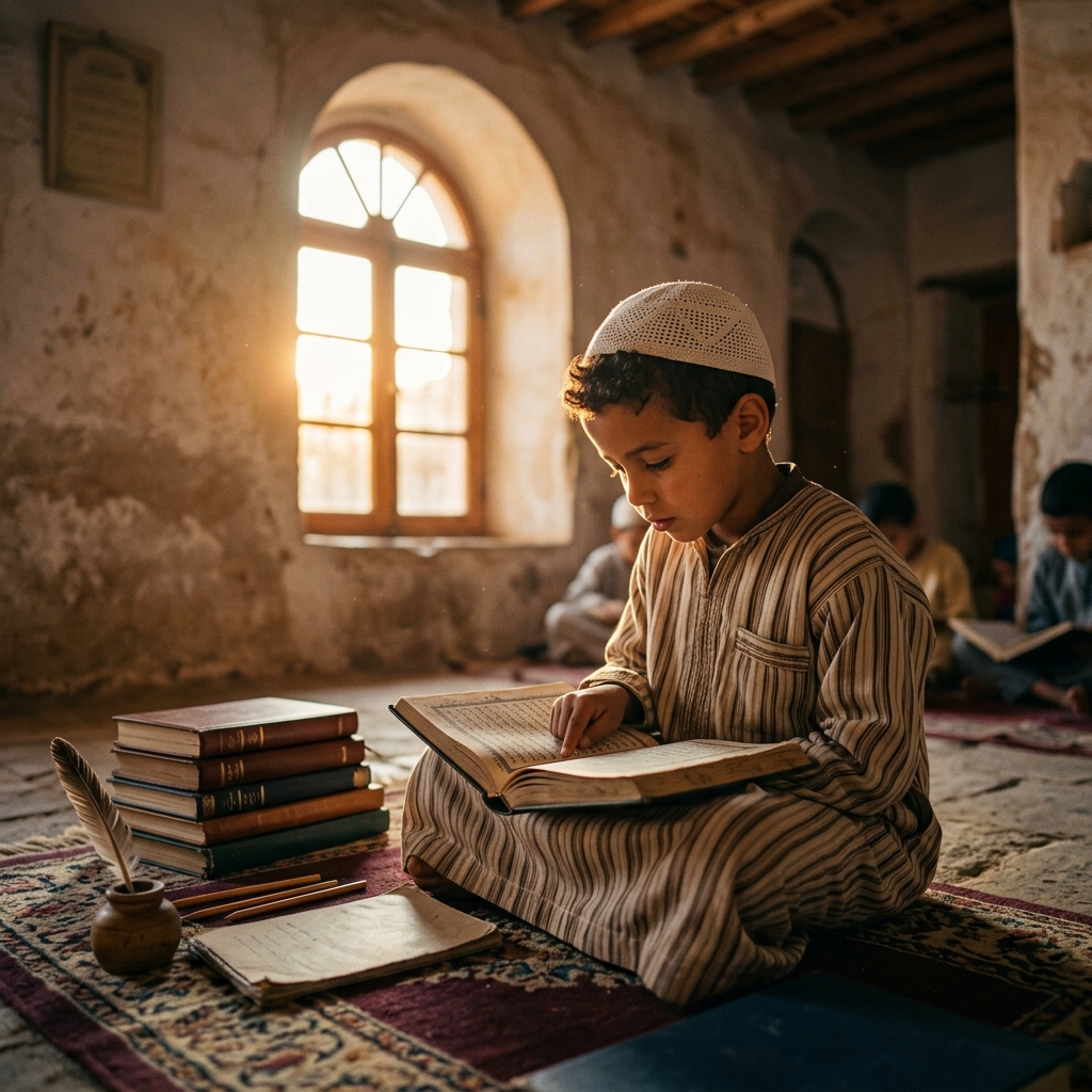 Child studying Quran